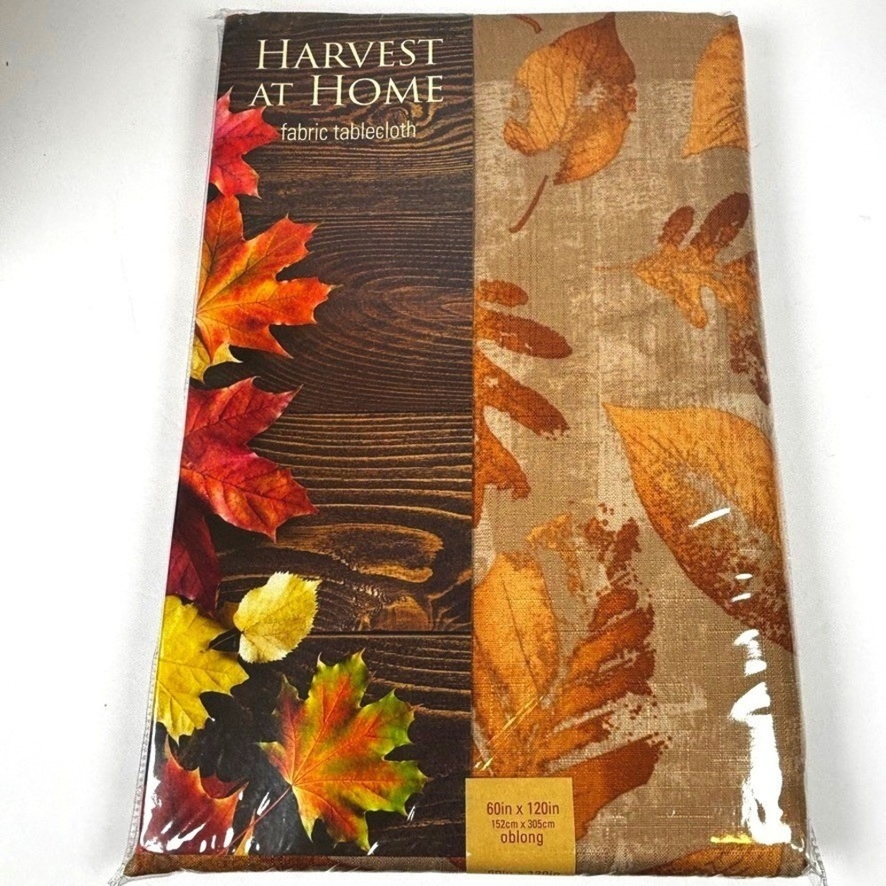Harvest Home Fall Foliage Tablecloth 60x120 Fabric NatureAutumn Thanksgiving NEW